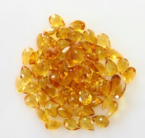 50 Pc Natural Citrine 5x3mm Pear Shape Faceted Calibrated Size Loose Gemstone - Picture 4 of 5