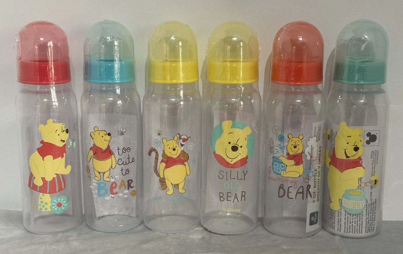 Winnie the Pooh - Set of 6 Baby Bottles 8 Oz All Different Designs Sealed New
