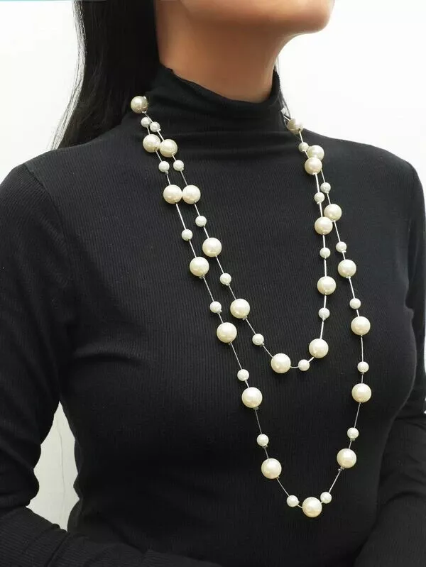 NL14585 Broad Thin Delicate Pendant Design Pearl Mala Latest Low Price AD  Jewellery Online | JewelSmart.in