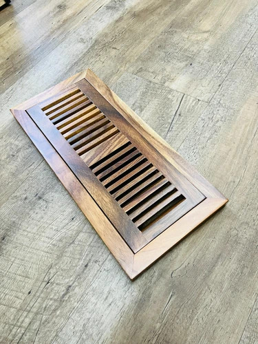 Prefinished Acacia Wood Floor Vent Register, Flush Mount 3/4" x 4" x 12"