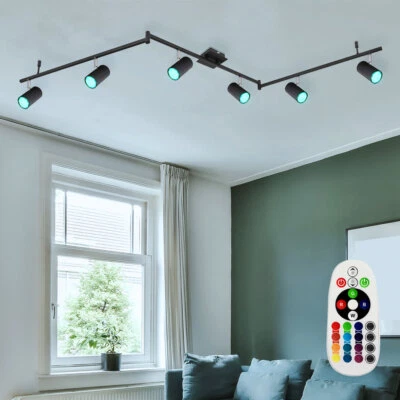 Deckenstrahler Spotleiste Deckenleuchte Fernbedienung flexibel 6x RGB LED 180cm - Bild 1 von 4
