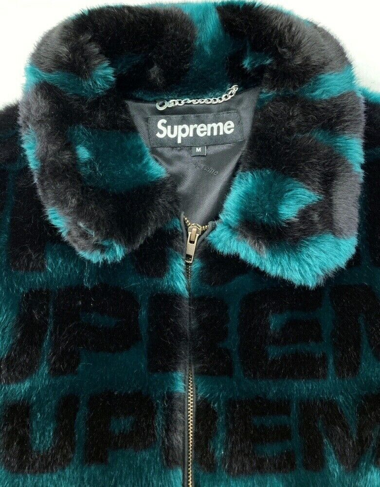 SUPREME 18SS Faux Fur Repeater Bomber Jacket Dark Teal Green SUPREME 18SS Faux Fur Repeater Bomber Jacket Dark Teal Green