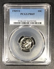 1969-S Proof Roosevelt Dime PCGS PR-69, Buy 3 Items, Get $5 Off!!