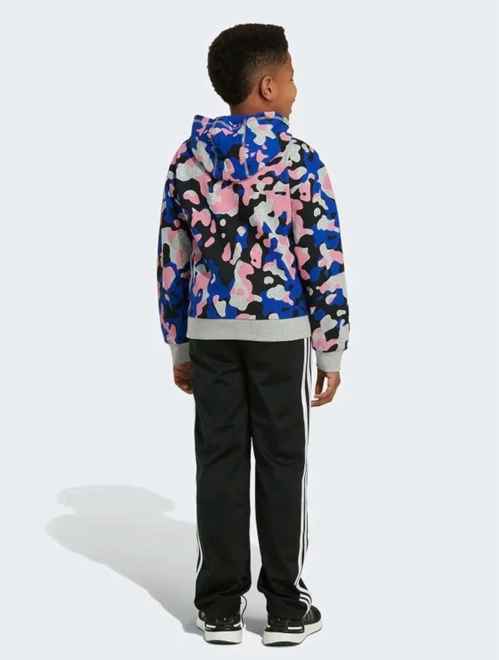 Adidas Niños Sudadera Camuflada Azul/Rosa/Gris Sudadera con Capucha AA7484 Juvenil Talla S Foto 3 de 4
