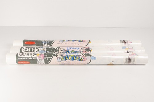 Vintage 1989 Disney Babies Mickey Minnie Rubbermaid Contact Paper 3 Rolls Sealed - Picture 2 of 6