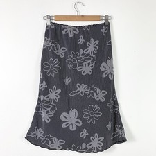 Vintage Skirt Small Petite New Horizons Montreal A Line Striped Floral Black