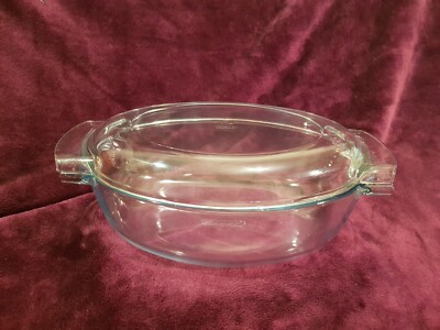 Large PYREX Oval Casserole Dish With Lid Clear Glass UK