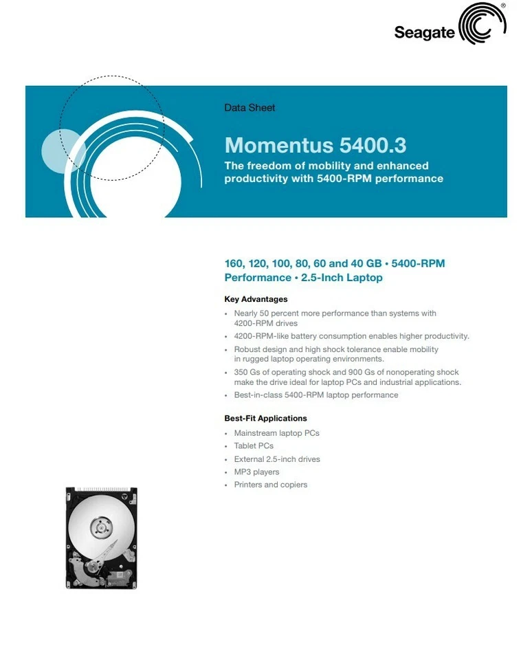 Seagate 60GB Momentus 5400 RPM Internal Hard Disc Drive HDD 2.5" New NOS - Image 3 of 4