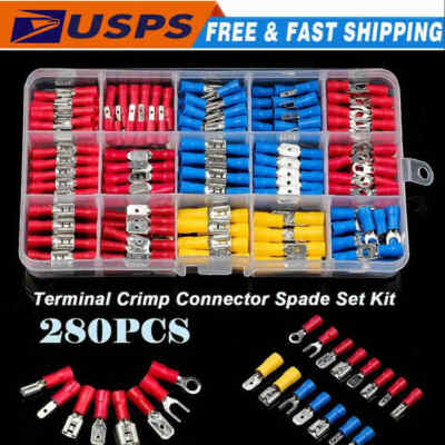 280PCS Assorted Crimp Spade Terminals Insulated Electrical Wire Connectors Kit