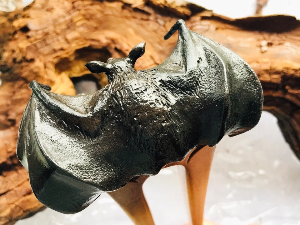 Carved Wood Hair Fork Clip with Bat HANDMADE  Gothic Hair Stick Halloween Gift - Image 4 of 4