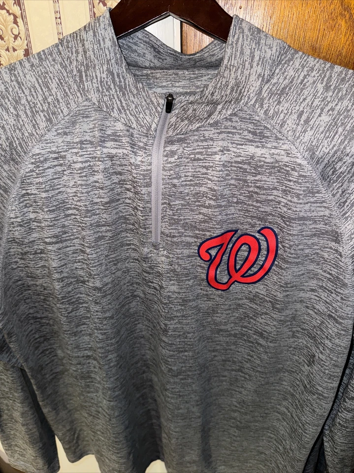 Top pulóver Majestic de los Washington Nationals media cremallera para hombre talla XL Foto 3 de 4