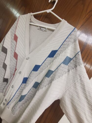 St. Croix Knits Sweater Mens Grandpa Sweater V Neck cardigan Large Made in USA - Picture 3 of 11