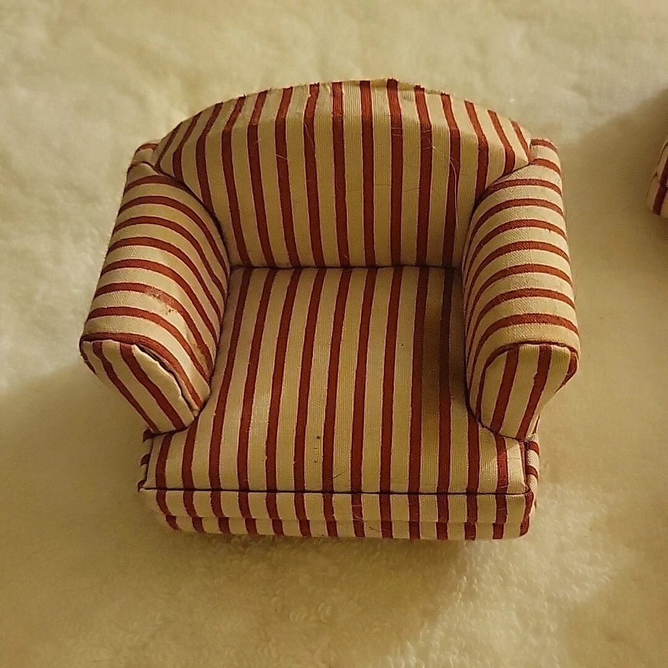 3PC Dollhouse Miniature 1/12 Scale Striped Sofa Living Room Furniture Accessorie - Image 2 of 4