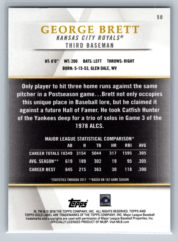 2018 Topps Gold Label #50 George Brett - Image 2 of 2