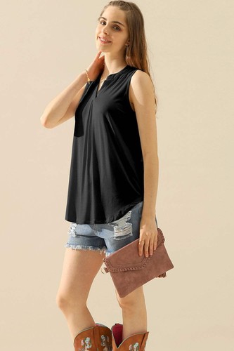 Excellence one Ninexis Full Size Notched Sleeveless Top