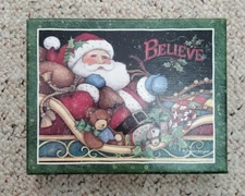 NEW box ofF 18 (19 envelopes) SANTA BELIEVE CHRISTMAS CARDS art by SUSAN WINGET