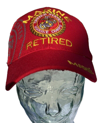 U. S. Retired Marines Adjustable Embroidered Red Baseball Cap Hat