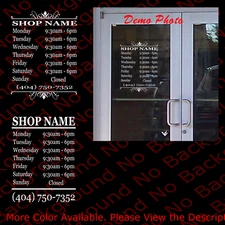 Custom Store Shop Name BUSINESS Open Hours Vinyl Window Decal Sign Door BS015