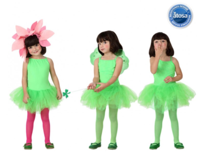 Costume Tutu per Ballerina Bambina Verde gonnellina ballo in tulle