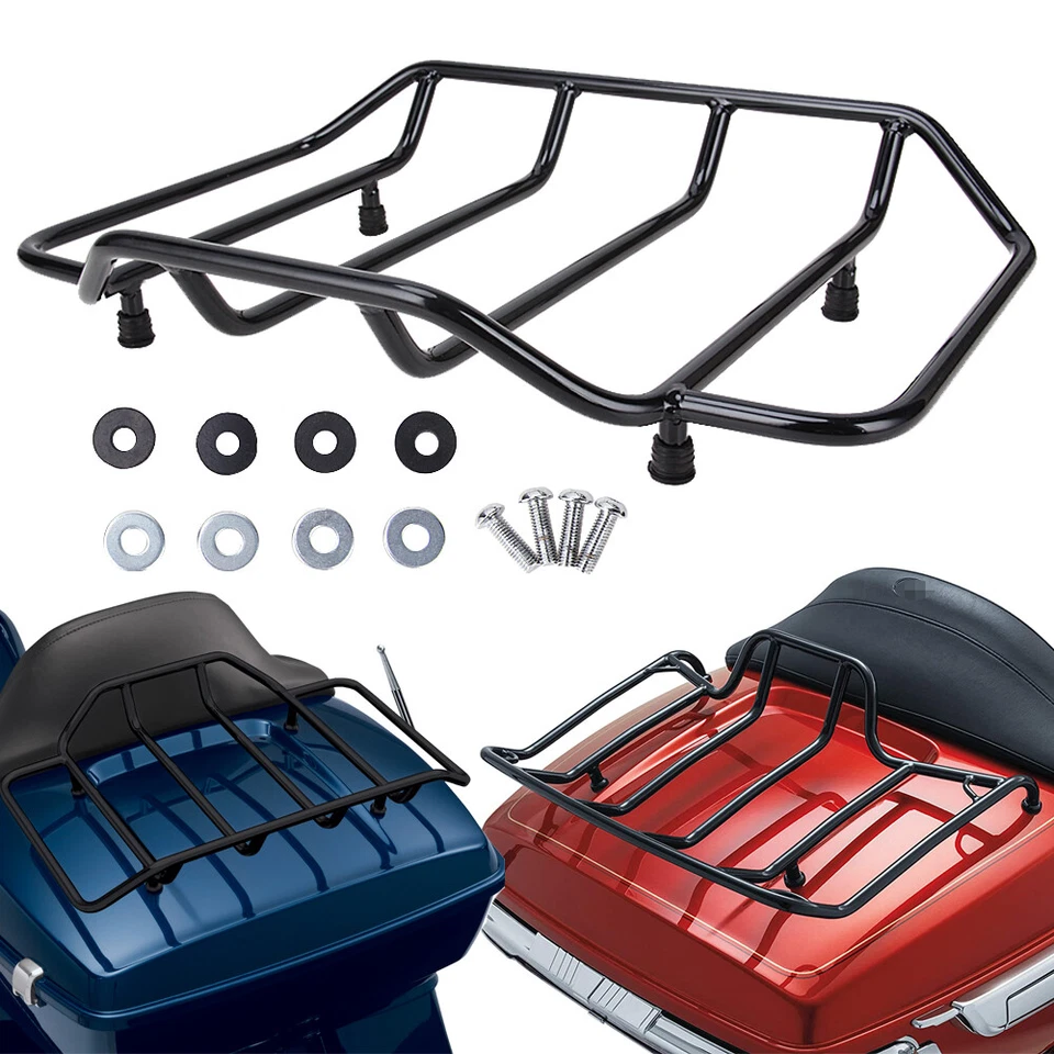 Black Tour Pack Pak Trunk Luggage Top Rack For Harley Road King Electra Glide - Image 3 of 4