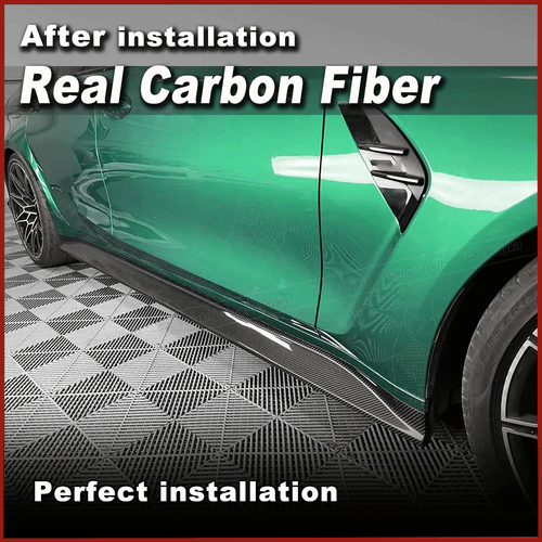 Fit For BMW G80 M3 2021-2024 REAL Carbon Fiber Side Skirt Extension Lip Spoiler - Picture 3 of 11