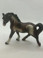 Porcelain Horse Figure Brown/Black & White 4.25” Tall No Label Repaired Hoof