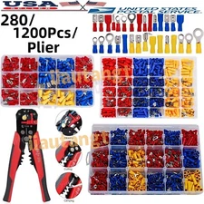 1200Pcs Assorted Insulated Electrical Wire Terminals Crimp Connectors Spade Sets