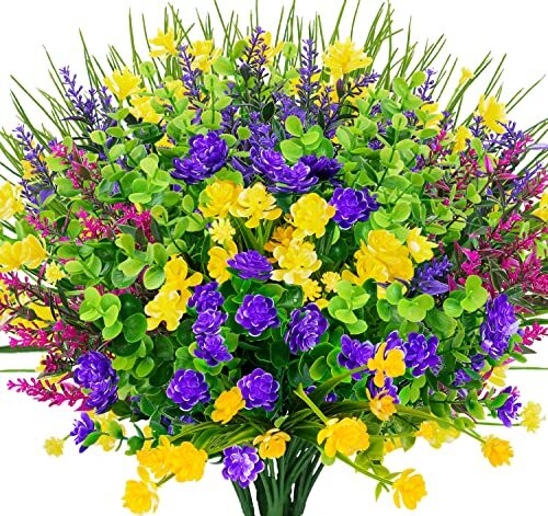 12 Bundles Artificial Flowers Lifelike No Fade UV Resistant Mixcolor-12 Bundles - Picture 2 of 8