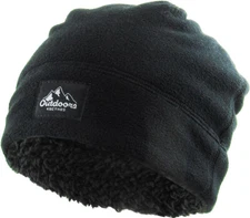 KB ETHOS Fleece Fur Lined Sherpa Skull Cap Black Knit Winter Hat Beanie