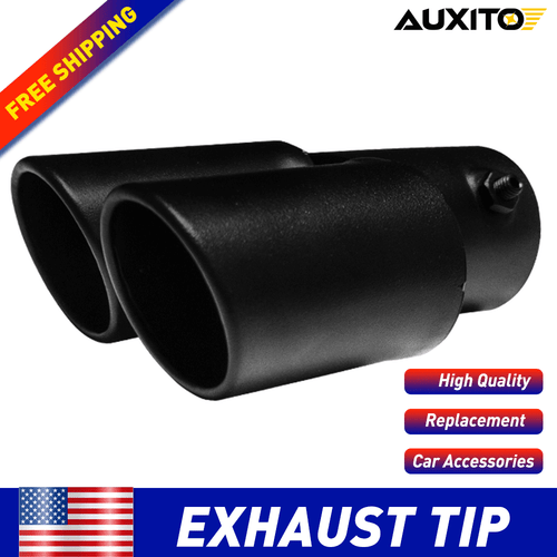 Stright Black Matte Muffler Tip 2.5" Exhaust Pipe Tail Throat Stainless Steel US - Foto 1 di 12