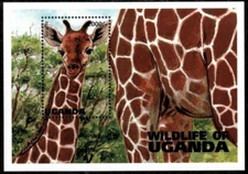 Uganda 1996 - Giraffes Animals - Souvenir Stamp Sheet - Scott #1396 - MNH