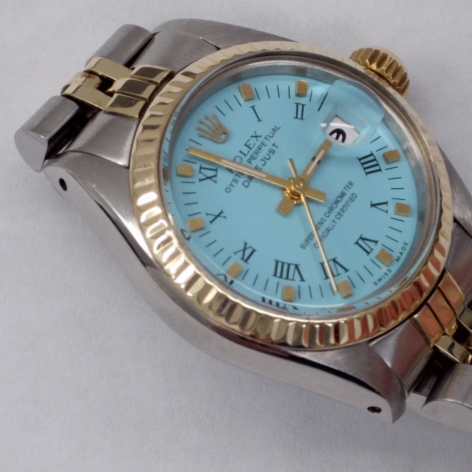 Rolex Damas Datejust 26mm Dos Tonos Jubileo Azul Turquesa Reloj 6917 Circa 1981 Foto 4 de 4