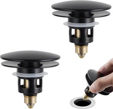 2 Pack All Metal Universal Bathroom Sink Stopper, Pop Up Sink Drain Strainer