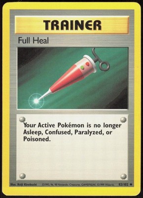 Base Set Unlimited Full Heal 82/102 Uncommon Pokemon LP