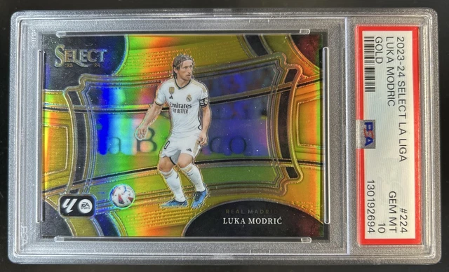 2023-24 Panini Select La Liga Luka Modric Gold Prizm Field Level #/10 PSA 10