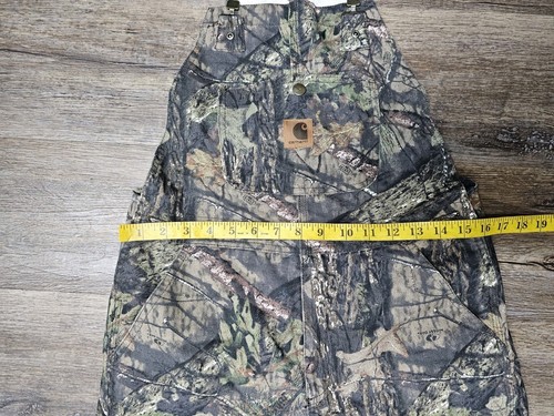 Carhartt Boys Bib Overall Mossy Oak Bottomland Camo Size 12 Double Knee Hunting - Picture 3 of 7