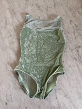Yumiko Leotard XS Perfect Condition Green Grace Velvet And Mesh - Gorgeous