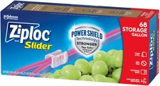 Ziploc Gallon Food Storage Slider Bags, Power Shield Technology for More Durabil
