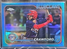 Justin Crawford 2024 Topps Pro Debut Baseball Chrome Blue /150 Phillies RC