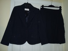 VALENTINO Roma Black Skirt Suit  Jacket Blazer Set 44 8 46 10 Lace Trim Italy