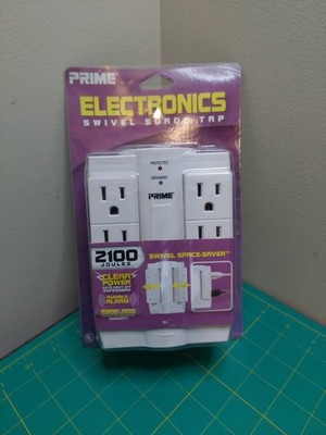 Prime Electronics Swivel Surge Protector Tap 2100 Joules w/ Alarm NEW in Package
