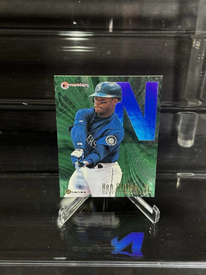 Skybox Emotion Ntense 1995 Ken Griffey Jr. ¡Inserto raro MLB HOF! Seattle Mariners Foto 3 de 4