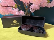 Versace Black and Gold Sunglasses with Hard Case and Cleaning Cloth Unisex Used