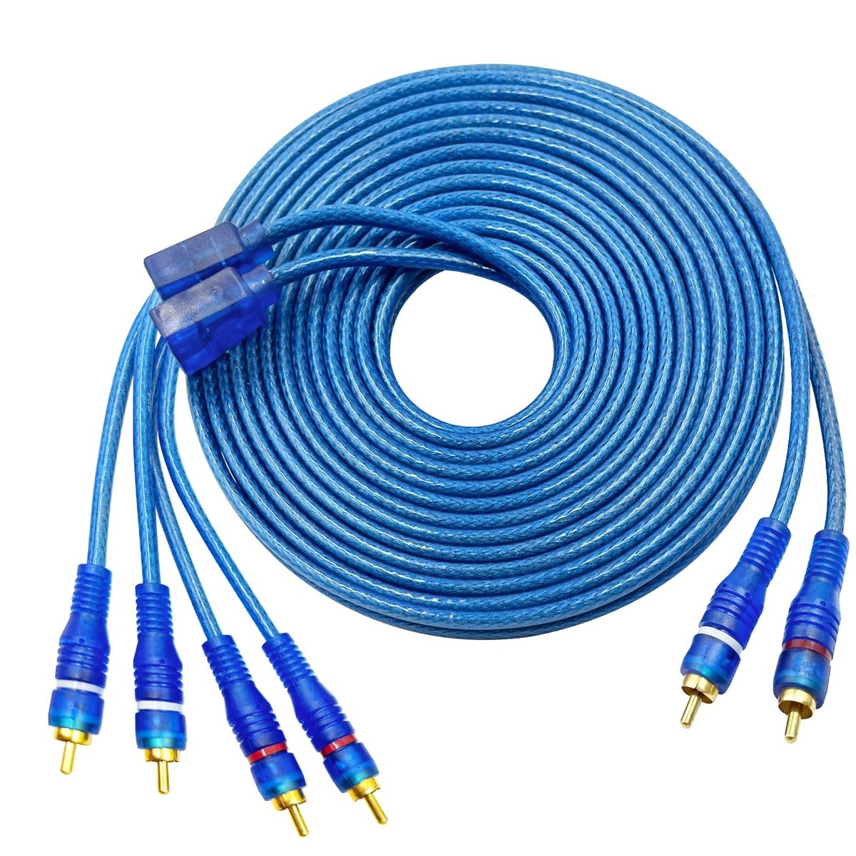 5 Meter RCA Y-Splitter Cable - 2 Male To 4 Male, Gold Plated, For Car Audio & Home Stereo Systems