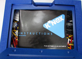 K'NEX BLUE BOX HARD CARRY CASE FILLED WITH KNEX AND MANUALS EX CONDITION HEAVY !
