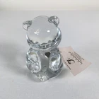 Vintage Fenton Clear Glass Birthday Teddy Bear April Diamond Heart NOS w/Tag