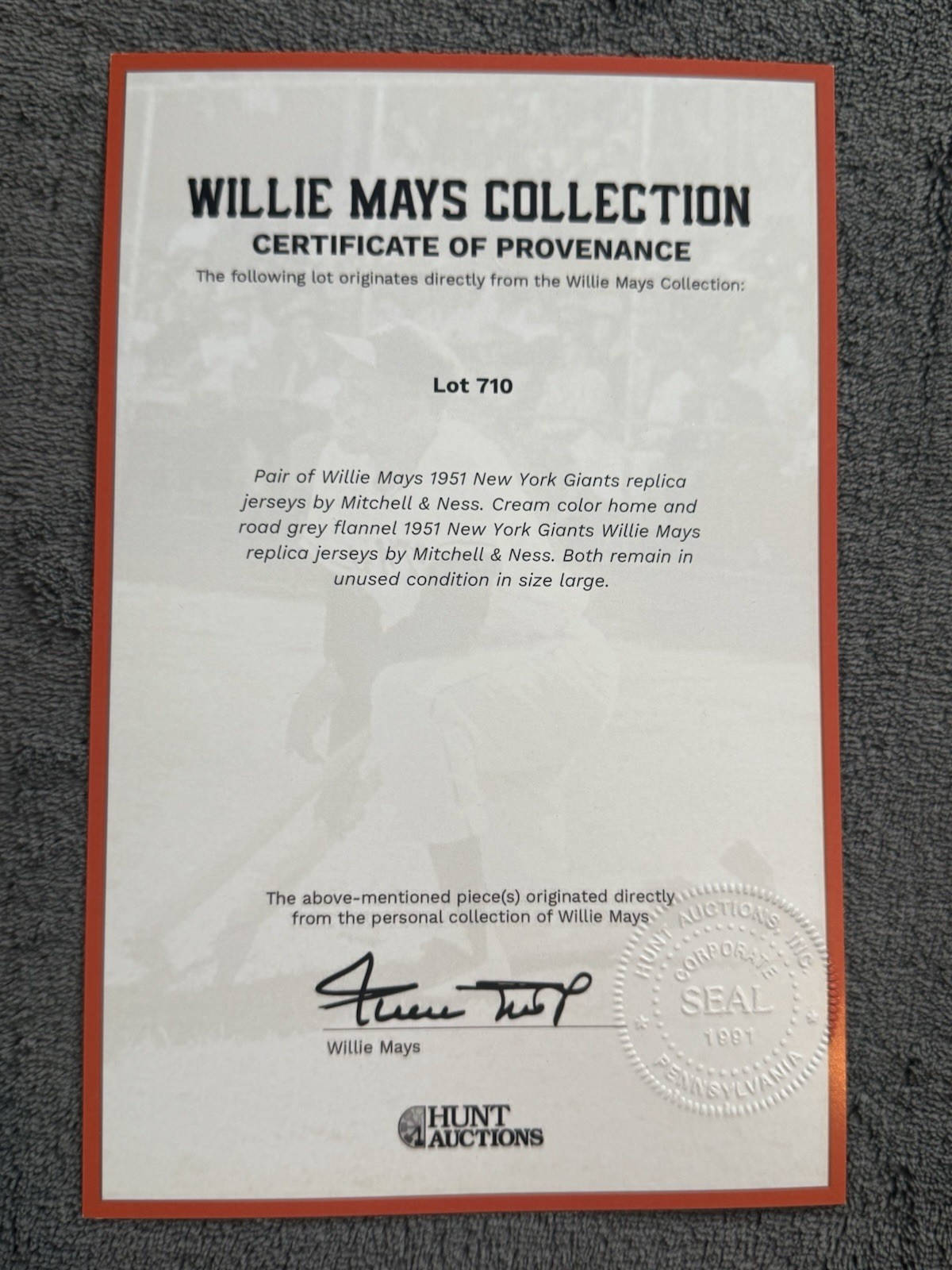 Willie Mays 1951 New York Giants Mitchell & Ness Jersey Size L Willie's Estate 1 - image 5