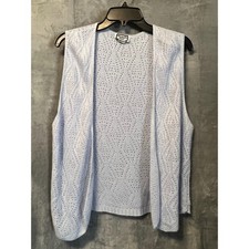 Vintage Kenneth Too Open Knit Vest Light Blue USA Made Large Sleeveless 80s US