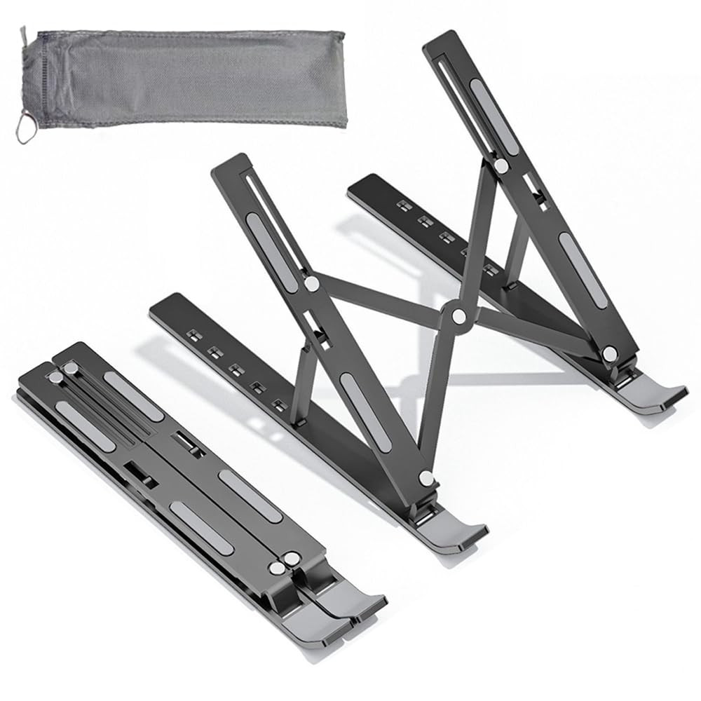 Lightweight Aluminum Laptop Stand with 7 Adjustable Heights for Desktop or Travel