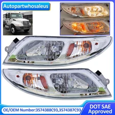 Headlights Pair For 2002-2019 International Truck 4100 4200 4300 4400 8500 8600